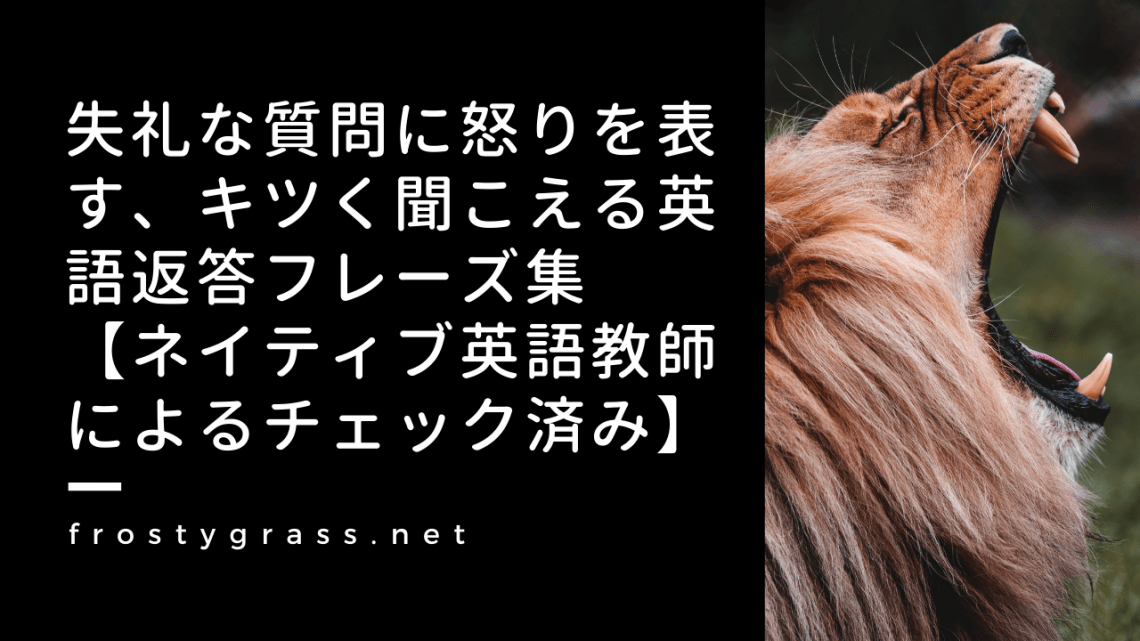 失礼な質問に怒りを表す キツく聞こえる英語返答フレーズ集 ネイティブ英語教師によるチェック済み サクサクやりたい